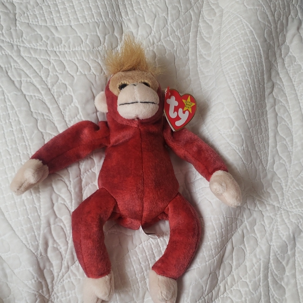 Ty Plush Red Monkey with Cream Accents